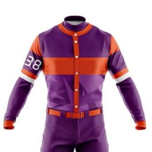 Venta al por mayor de uniforme de béisbol personalizado impreso Unisex púrpura naranja conjunto 100% poliéster antibacteriano transpirable ropa deportiva para - Product Image 2