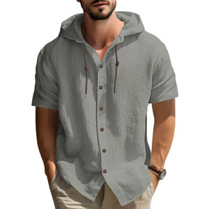 2025 Summer Men's Sports Travel Leisure <b>Short</b> <b>Sleeve</b> Loose Hoodie Fashion <b>Cardigan</b> Trendy Versatile T-shirt Men's Sweatshirt - Product Image 4