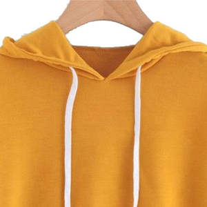 Women's Fashion Long Sleeve Casual Pullover Sweatshirt with Front Logo Crop <b>Hoodie</b> Design Soft Hooded for Wholesale Supply - Product Image 3