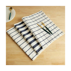 Sustainable Large <b>Checked</b> Striped Cotton Jute Placemat 30x45cm Lightweight Dining <b>Table</b> Mat ISO Certified India Bulk Wholesale - Product Image 1