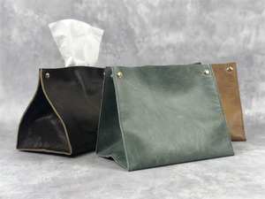 Funda de cuero creativa para caja de pañuelos, soporte de pañuelos de cuero ecológico único Vintage, 2017 - Product Image 5