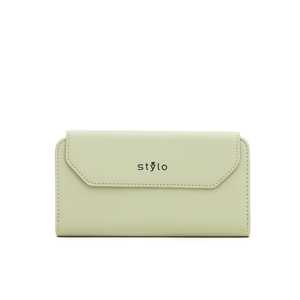 <b>Green</b> P70758 Ladies Casual Anti-Theft <b>Wallet</b> Long Short Length Options Zipper Closure RFID Feature Vintage Leather Canvas Logo - Product Image 3