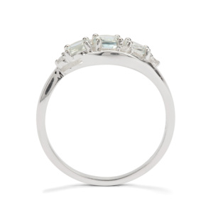 Bague en argent sterling plaqué rhodium avec améthyste et zircon blanc, coupe géométrique certifiée IGI, 1,14 carats - Product Image 3