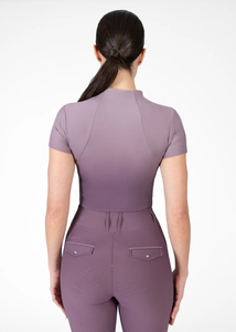 Lightweight Breathable Athletic Women Horse Riding Shirt Stretch Fabric <b>Short</b> <b>Sleeve</b> Equestrian <b>Base</b> <b>Layer</b> OEM Service - Product Image 3