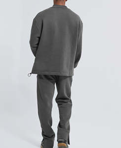 Conjunto de 2 Piezas de Sudadera con Capucha y Pantalones Deportivos Vintage, Estampado DTG Personalizado, Traje Deportivo Acampanado, Lavado Ácido Decolorado, Chándal con Cremallera para Hombre - Product Image 4