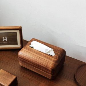 Caja de pañuelos de madera de tacto Real pulido, diseño de grano de madera Natural, estilo floral, organizador de escritorio decorativo para el hogar y la Oficina - Product Image 1