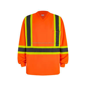 T-shirt de sécurité haute visibilité pour hommes, classe 3 ANSI, type R, manches longues, dos en X, réfléchissant, pour la construction - Product Image 3