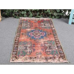 พรมวินเทจขนาด 1.8x3.3 ฟุต พรมตุรกีขนาดเล็ก พรมสีแดงไล่เฉด - Product Image 4