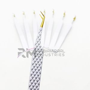 Pince à épiler RMI Gold Tip & White Diamond Grip Pince à épiler d'extension de cils en acier inoxydable durable Pince à cils personnalisée - Product Image 5