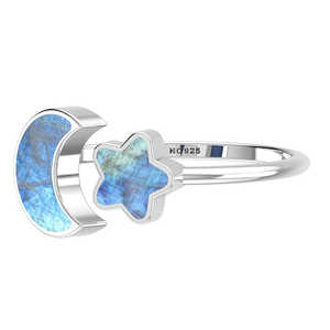 925 Sterling Silver Empilable Anneau Lunette Réglage Arc-En-Pierre De Lune Lune Forme À La Mode À La Mode Unisexe Mariage Pack 12 - Product Image 1