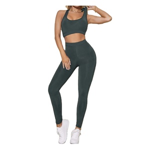 ชุดออกกำลังกายโยคะสองชิ้นสำหรับผู้หญิง สีพื้น ผ้าฝ้าย 100% สวมใส่สบาย ระบายอากาศได้ดี แห้งเร็ว ขายส่ง - Product Image 5