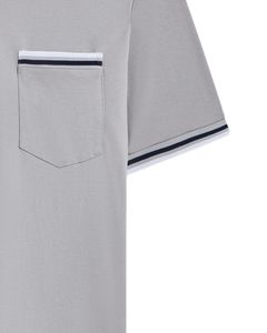 Light Grey Half Zip <b>Polo</b> <b>Shirt</b> Men Summer Soft Breathable Short Sleeve <b>Pocket</b> Design Casual Comfortable Daily Wear Fashion Top - Product Image 6
