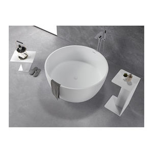 Bañera de inmersión para adultos de diseño tradicional de Bali, escurridor de superficie sólida de acrílico blanco tallado a mano, independiente para Baño - Product Image 4