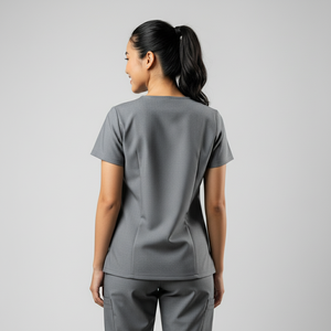 Ensemble de blouses médicales pour femmes MITEXCO Premium gris à col en V |   Tenue de travail confortable pour les professionnels de la santé, les infirmières, les médecins et les hôpitaux - Product Image 2