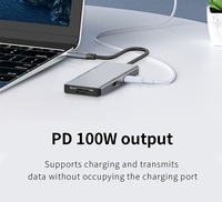 Recci Rh07 Aluminium PD 100W 7 in 1 Hub Docking Station Tipe C, Kabel Konverter USB-C ke Tipe C USB 3.0 untuk Laptop PC Komputer