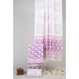 ชุดสูทผ้าฝ้ายพิมพ์ลายบล็อกสำหรับผู้หญิง พร้อมผ้าคลุมไหล่ผ้าฝ้าย - Product Image 1