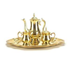 Service à thé en acier inoxydable, cafetière, pot à lait, pot à sucre, plateau, ensemble décoratif pour salon - Product Image 1