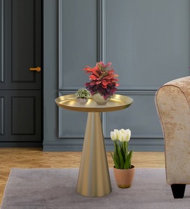 Gold Pilar Design Metal <b>Side</b> <b>Table</b> With Metal Top <b>Tables</b> Accent <b>Side</b> <b>Table</b> for Living Room and Home Furniture <b>High</b> Quality - Product Image 1