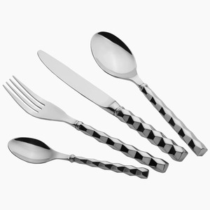 Stainless Steel Flatware Ideal Kitchen Tabletop Cafe Home <b>Gold</b> Color Coated Finished <b>Cutlery</b> 2 Color Handle <b>Set</b> Of 4 Pcs - Product Image 6