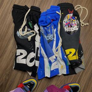 Personnalisé Vintage sérigraphie coton éponge Patchwork Shorts ourlet brut bord soleil décoloration coupe n coudre en détresse lavage à l'acide Shorts pour hommes - Product Image 2