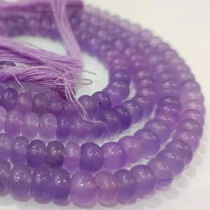 Cuentas de piedras preciosas naturales de lavanda Calcedonia Rondelle lisas de 6mm vendidas por hebra cuentas largas de 8 pulgadas para hacer joyas - Product Image 1