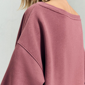 Sweat-shirt oversize pour femmes, mélange de coton doux, streetwear décontracté, pulls, impression de logo personnalisée, OEM/ODM, vente en gros, sweat-shirt en vrac - Product Image 2