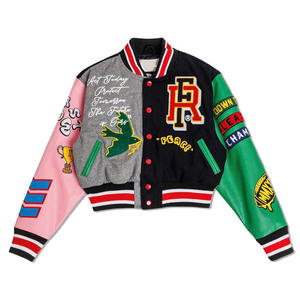 Chaqueta universitaria de nuevo diseño para mujer, Top corto, chaqueta con letras personalizadas, apliques de logotipo, chaqueta universitaria bordada con letras - Product Image 2