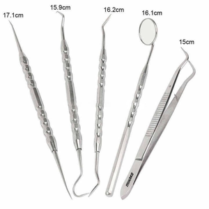 Ensemble de bureau dentaire essentiel de 5 pièces Instruments chirurgicaux manuels en acier inoxydable pour la pratique et l'examen quotidiens - Product Image 6
