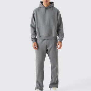 Unisex sports tracksuit set with stretch fabric and printed logo customization from manufacturer - Product Image 1