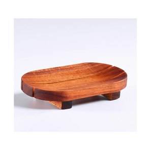 Jabonera de madera natural Jabonera de madera para cocina y baño-Suministros de baño y forma redonda - Product Image 4