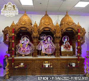 Peacock Carved Teak Wood Mandir for <b>Home</b> Traditional Hand Carved <b>Temple</b> Solid Wood Handicrafts Pooja Ghar Customized Size - Product Image 3