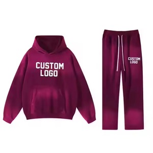 Conjunto de pantalones de chándal y Sudadera con capucha de lana estilo lavado ácido vintage personalizado unisex, traje de verano de dos piezas para hombre - Product Image 3