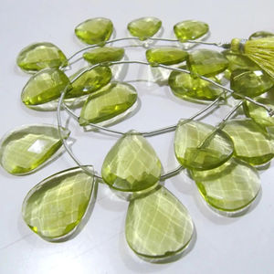 ลูกปัดควอตซ์ทรงลูกแพร์มะนาวขนาด15x20มม. ถึง18X25มม. ลูกปัดเส้น8นิ้ว - Product Image 1