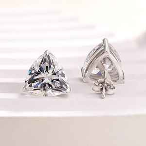 Boucles d'oreilles clous en diamant de laboratoire taille Trillion, or blanc 14 carats, forme triangulaire, bijoux fins étincelants pour femme, cadeaux d'anniversaire - Product Image 3