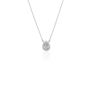 Venta al por mayor a granel nuevo último diseño 100% aguamarina natural y Diamante pera corte cadena collar 14K oro blanco sólido joyería mujeres - Product Image 1