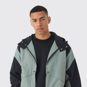 Chándal deportivo impermeable negro para hombre OEM con capucha, conjunto cortavientos ligero para entrenamiento, gimnasio, boxeo, traje para correr para hombre - Product Image 4