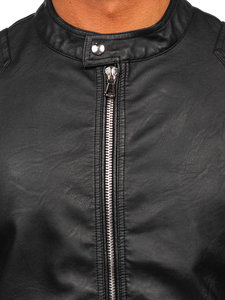 Blouson bombardier décontracté grande taille avec logo personnalisé 2025 manteau garçon avec logo d'hiver en cuir noir pour l'extérieur - Product Image 2