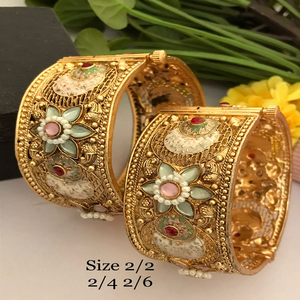 Bracelets indiens traditionnels antiques ouvrables pour femmes, parfaits pour les mariages, les événements festifs, les tenues de soirée, les tenues ethniques, bracelets de luxe - Product Image 1