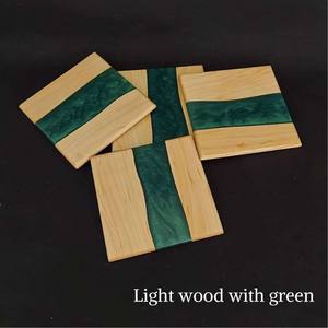 Handmade Square Coffee <b>Coasters</b> Resin Design Wooden Tea <b>Coasters</b> Wood <b>Coaster</b> <b>Set</b> for Drinks Square Water Resistance - Product Image 3