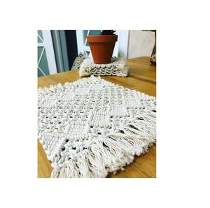 Decoración de mesa de calidad estándar, plato redondo, cáscara de maíz, manteles individuales bohemios, posavasos de macramé, manteles individuales de acabado Natural - Product Image 2