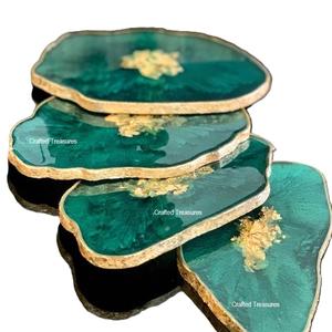 Ensemble de 5 sous-verres en résine époxy carrés ronds personnalisés de qualité supérieure à utiliser à la maison Restaurant Hotel Coaster Export - Product Image 5