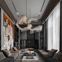 Lustre en verre moderne à hauteur réglable sur mesure pour hôtel, villa, salon avec éclairage suspendu long