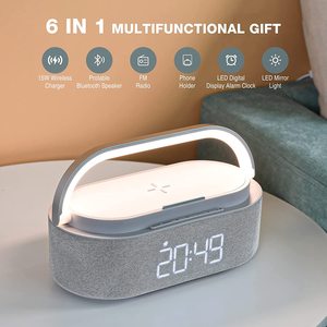 OEM 2023 New Arrived Music Lamp <strong>Alarm</strong> <strong>Clock</strong> Smart Light With 15W <strong>Wireless</strong> Charger G-shape Atmosphere LED Night Light BT <strong>Speaker</strong> - Product Image 5