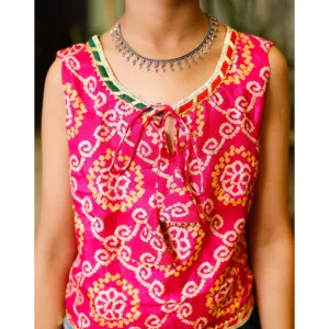 Conjunto de Dhoti Bandhej de Seda Satén Rosa Moose, Ropa Tradicional China - Product Image 2
