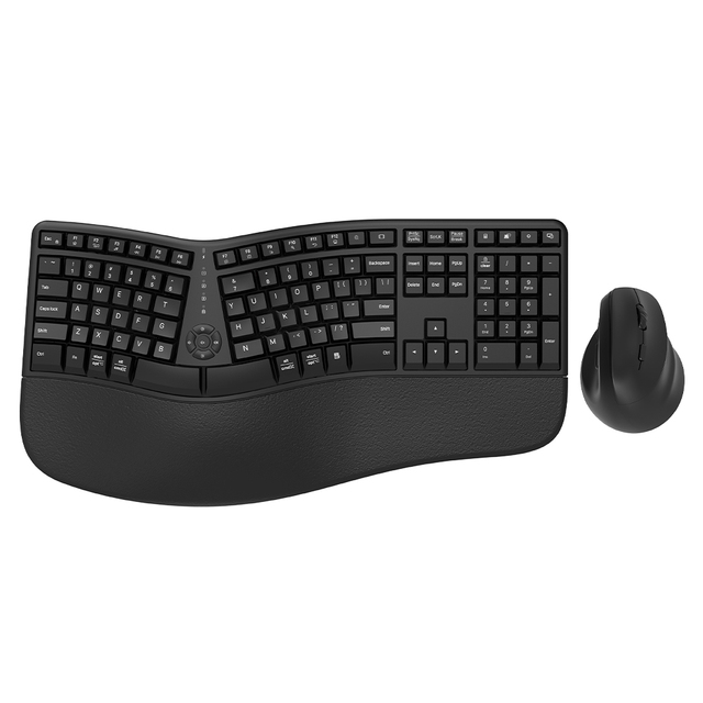 2024 Hot New 2.4G+BT Wireless Keyboard and Vertical Mouse Combo Ergonomic Keyboard Adjustable DPI Office Gaming Use