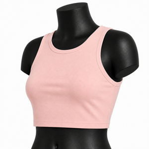 Top Deportivo Corto sin Mangas para Mujer, Color Rosa Claro, Suave y Elástico, para Fitness, Yoga, Gimnasio, Ropa Deportiva al por Mayor, OEM - Product Image 3