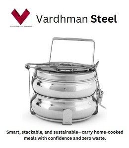 Lonchera de Acero Inoxidable Más Vendida en 2025, Lonchera India de 2 Compartimentos, Porta Alimentos Bento, 9x2, Grado Alimenticio - Product Image 2