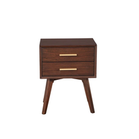Table de chevet en bois classique moderne Kusum Art avec 2 tiroirs, finition polie, pour appartement, chambre, maison et usage hospitalier