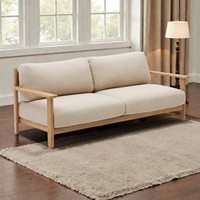 Modernes Umweltfreundliches Langlebiges 2-Sitzer Teak Outdoor-Gartensofa mit Weichen Stoffkissen für Villa Wohnzimmer Fitnessstudio Balkon Lager