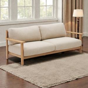 Canapé de jardin extérieur moderne, écologique, durable, 2 places, en teck, avec coussins en tissu doux pour villa, salon, salle de sport, balcon, entrepôt - Product Image 2